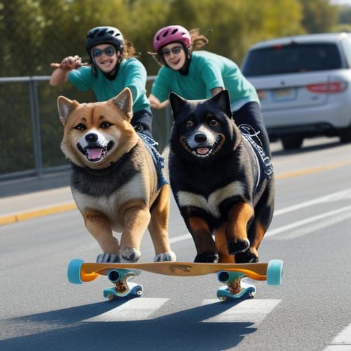 Adorable Dogs Skateboarding with Flair