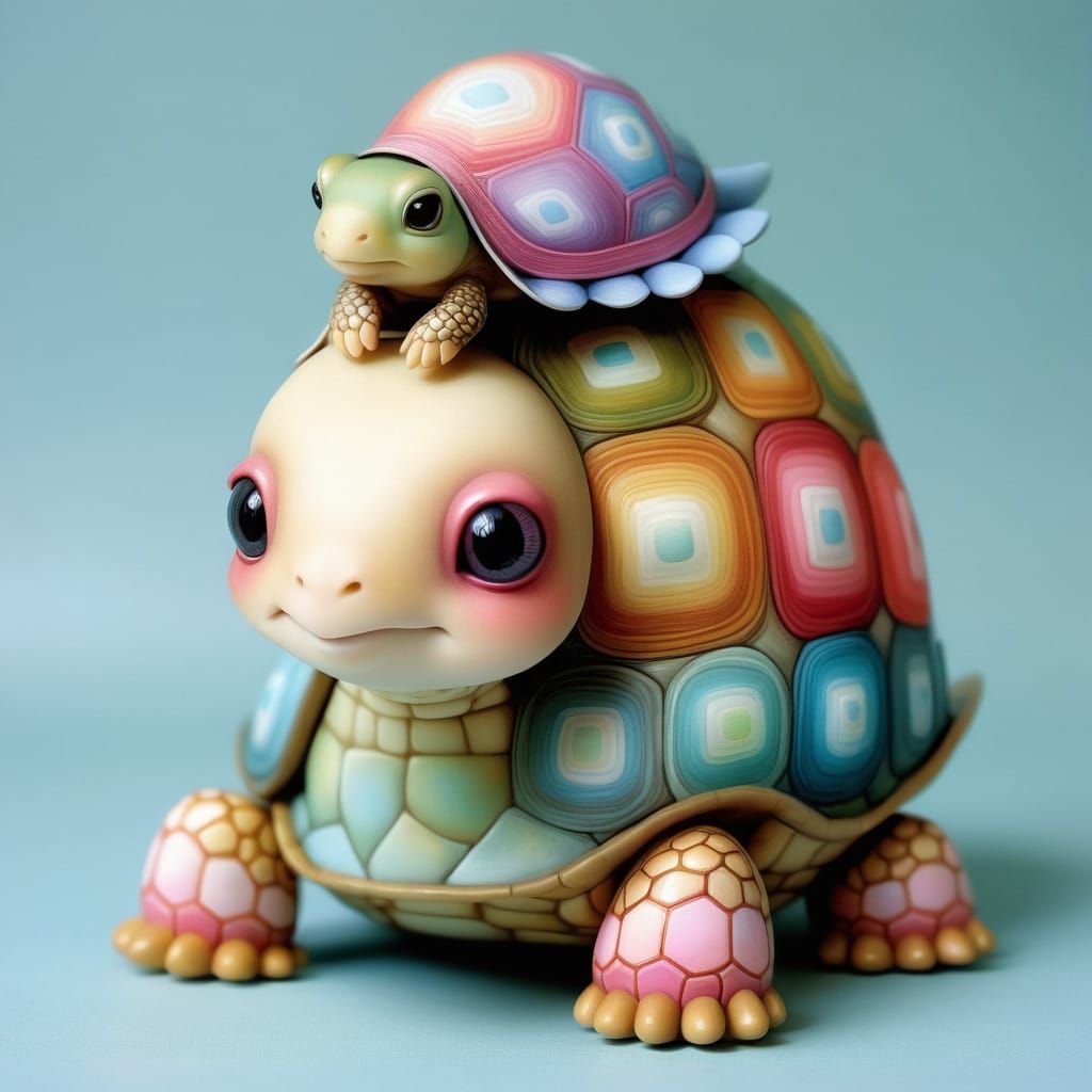 Whimsical Box Turtle with Majong Patchwork Shell