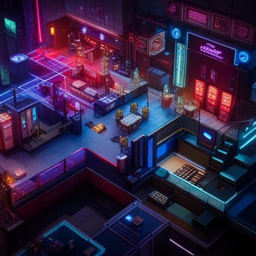 Cyberpunk Nightclub Battle Map for Tabletop RPGs