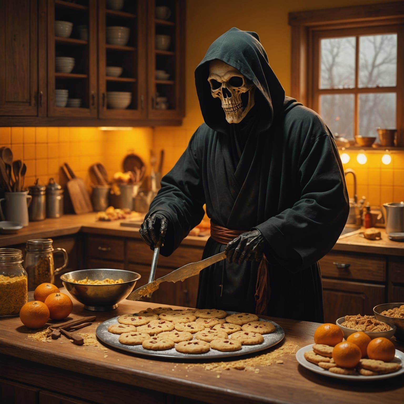 Grim Reaper Bakes Cookies: Cinematic Digital Painting
