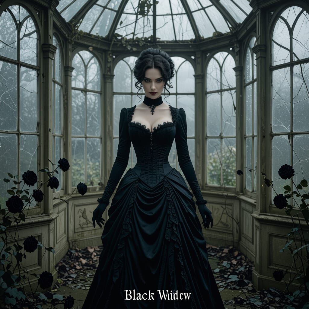 Enigmatic Victorian Woman in Decaying Orangery