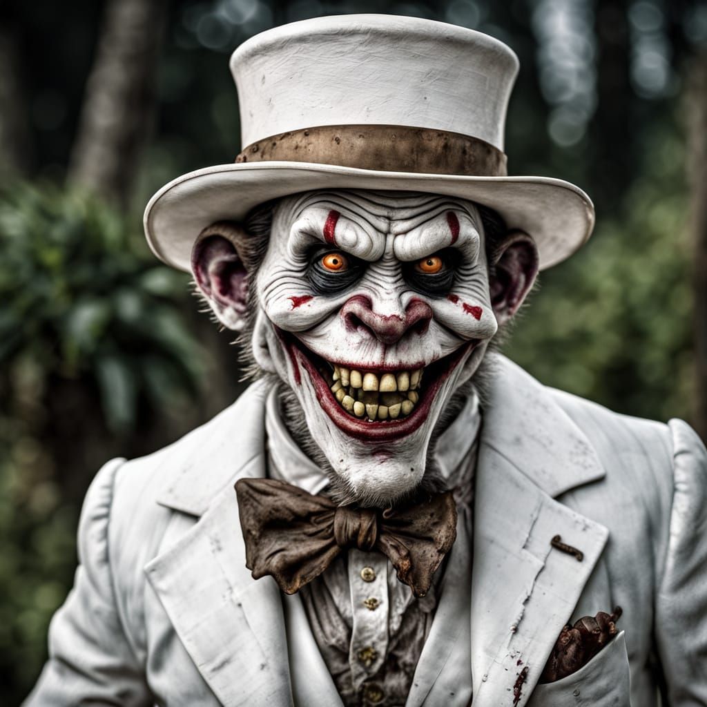 Grinning 19th Century Plantation Owner in White Suit and Hat...