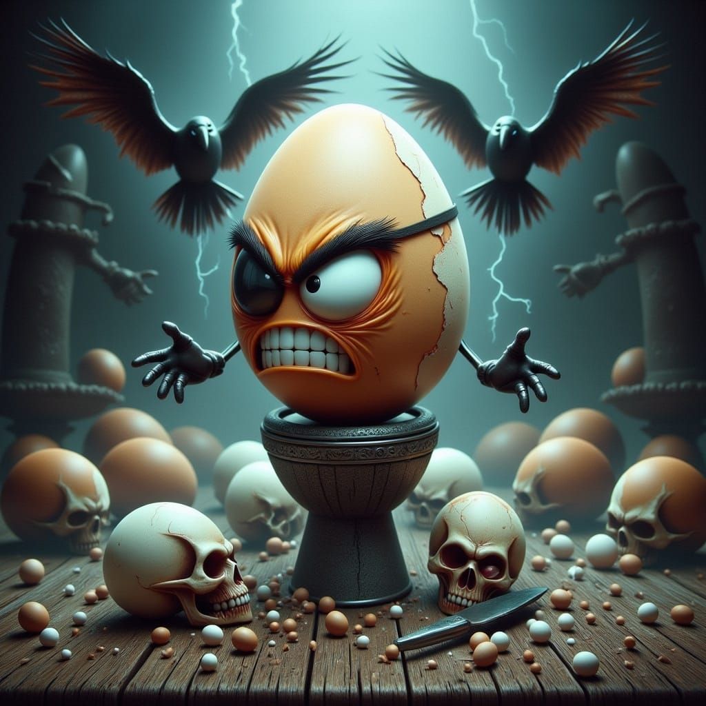 Angry Egg Odin on Toilet Throne