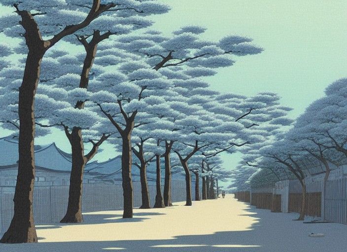 Spring Morning Street Scene in Colorful Design