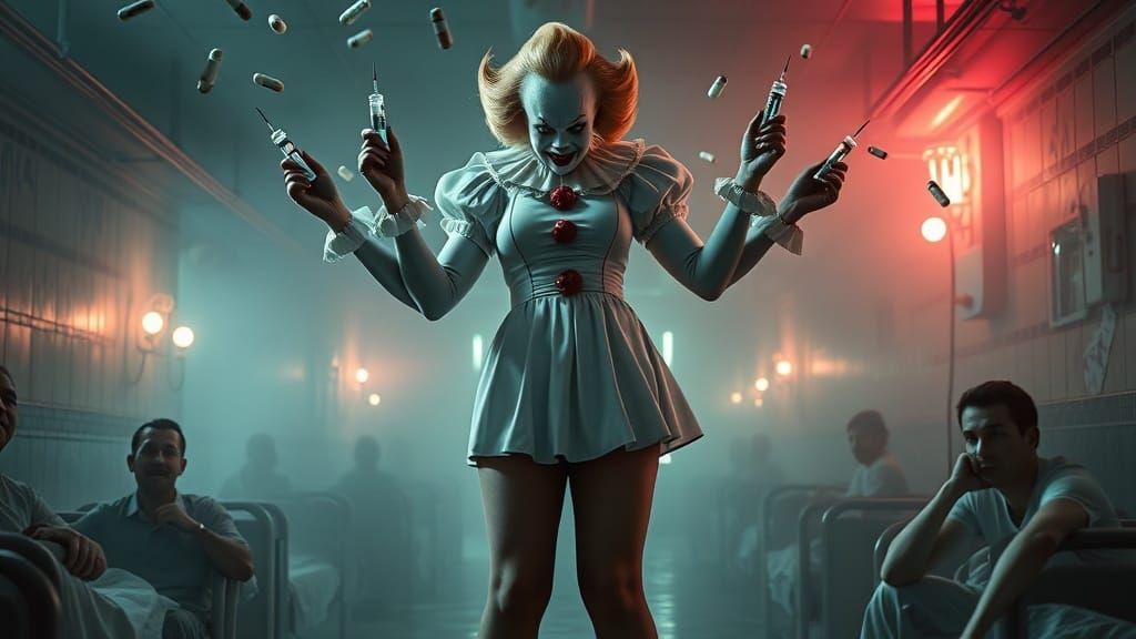 Six-Armed Nurse in Neon Noir Asylum