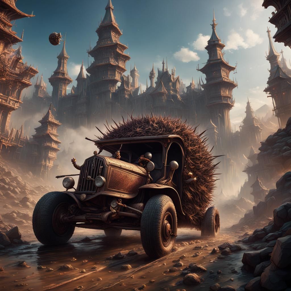 Young Man Drives Nails: Detailed Matte Painting
