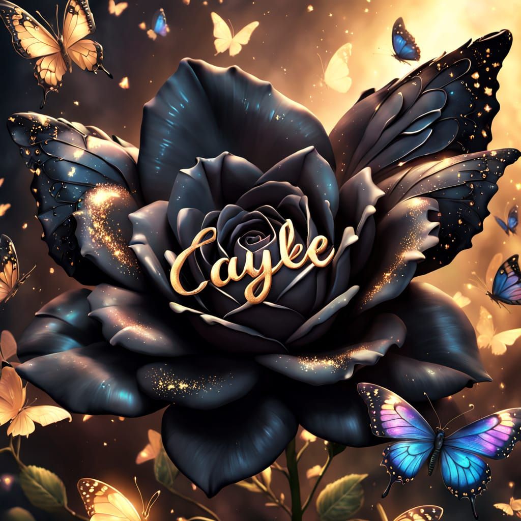 Vibrant Sugar Rose Caylee Surrounded by Shimmering Butterfli...