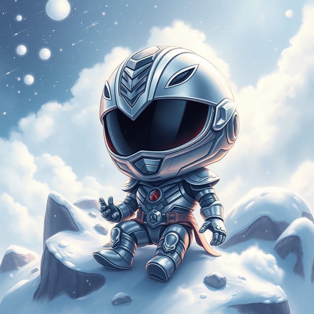 Chibi Silver Ranger in Snowy Dreamscape