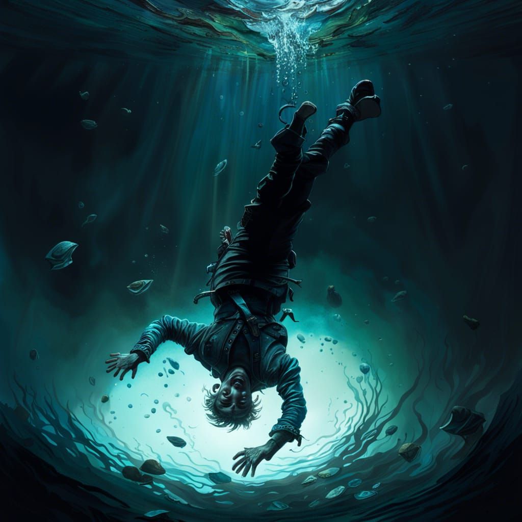 Underwater Man in Hyperrealistic Style