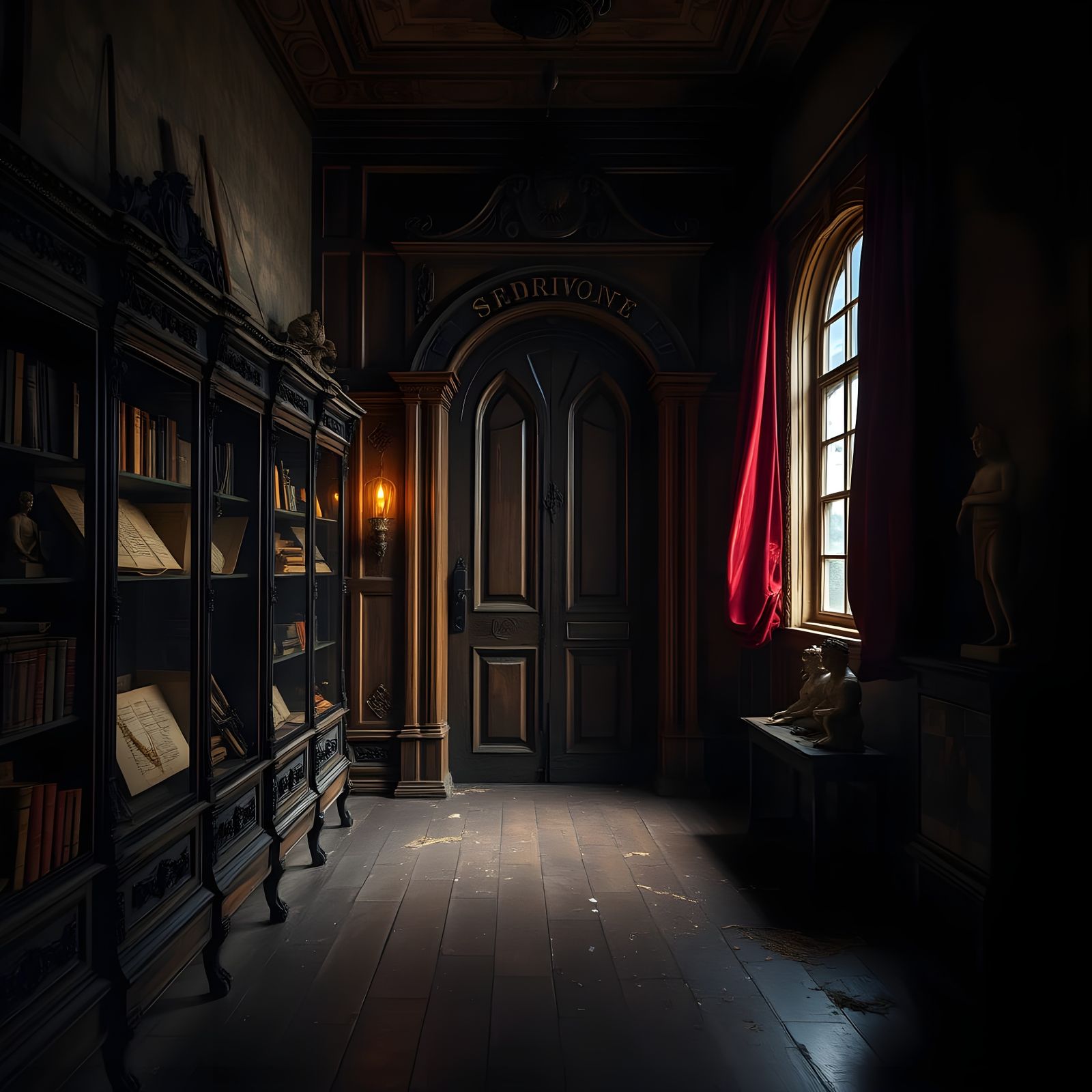 Victorian Gallery with Ancient Treasures in Cinematic Style