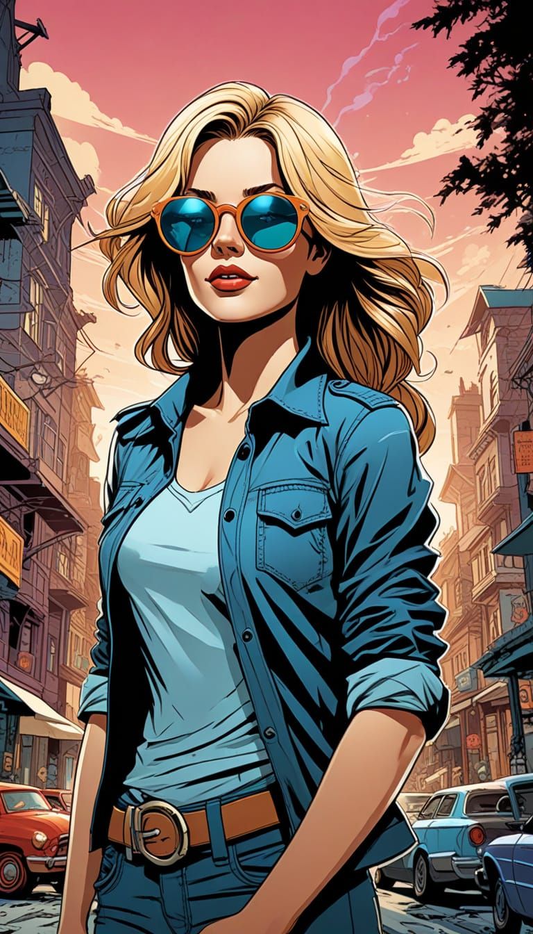 Happy Woman in Sunglasses: Vector Pop Art