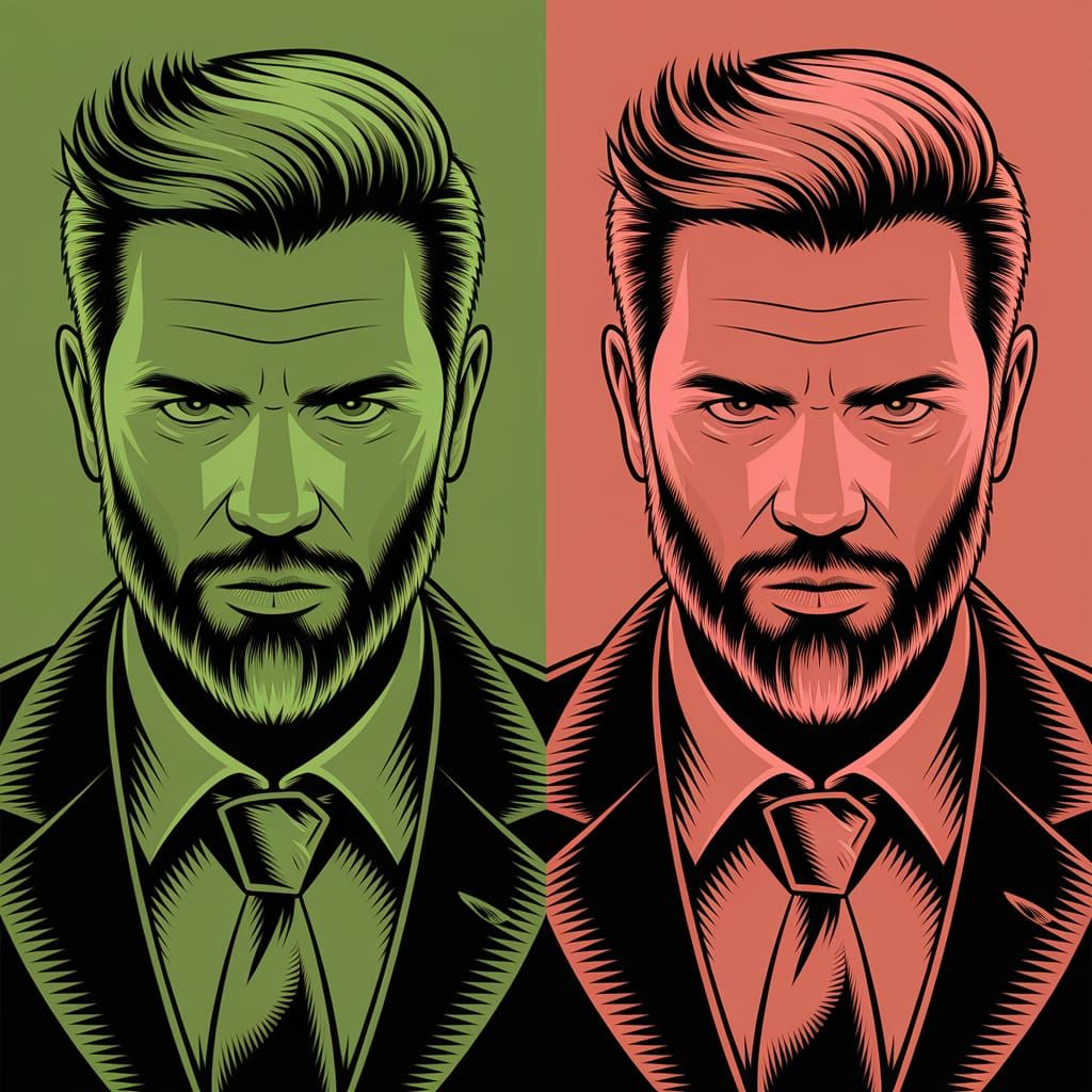 Grimdark Scene in Neon Green and Orange