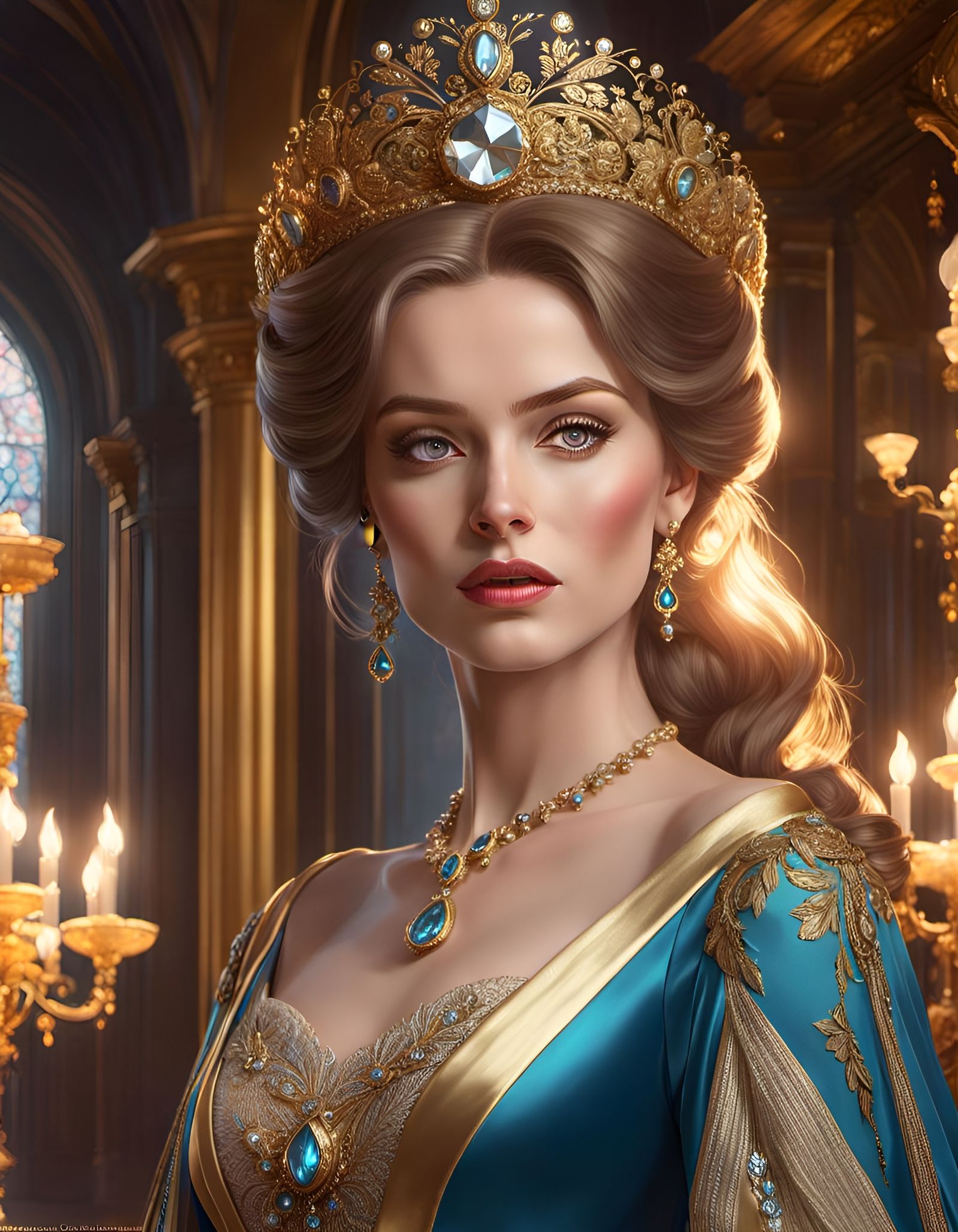 Anastasia Romanov Portrait in Art Nouveau Style