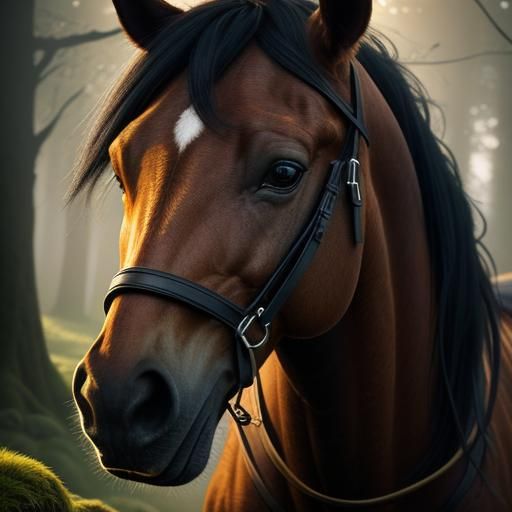 Hyperrealistic Horse Portrait in Golden Hour Lighting