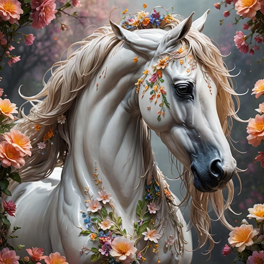 Hyperrealistic Porcelain Horse Concept Art
