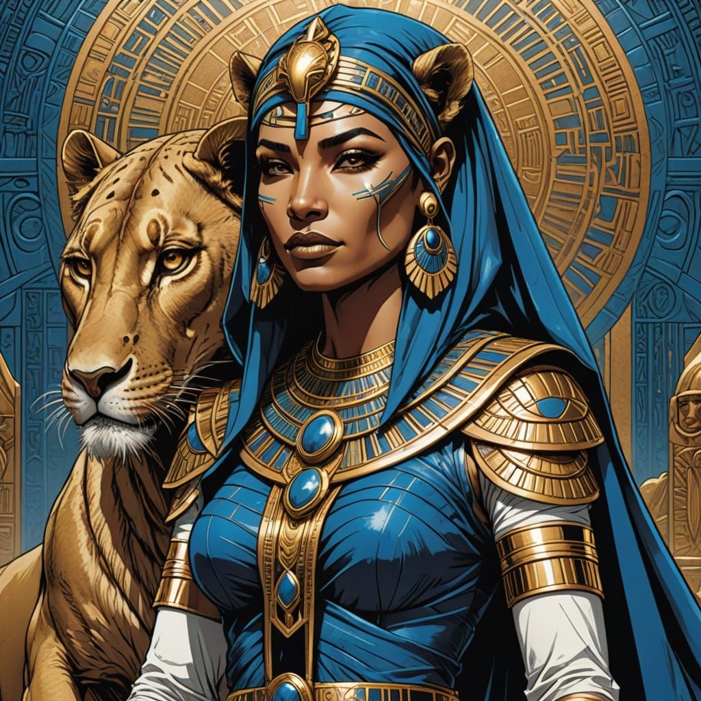 Isis Lioness Goddess in Egyptian Comic Art