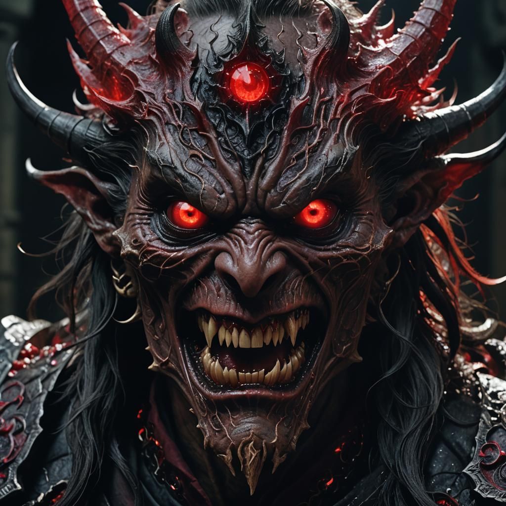 Eerie Close-Up of a Demon in Eldritch Court