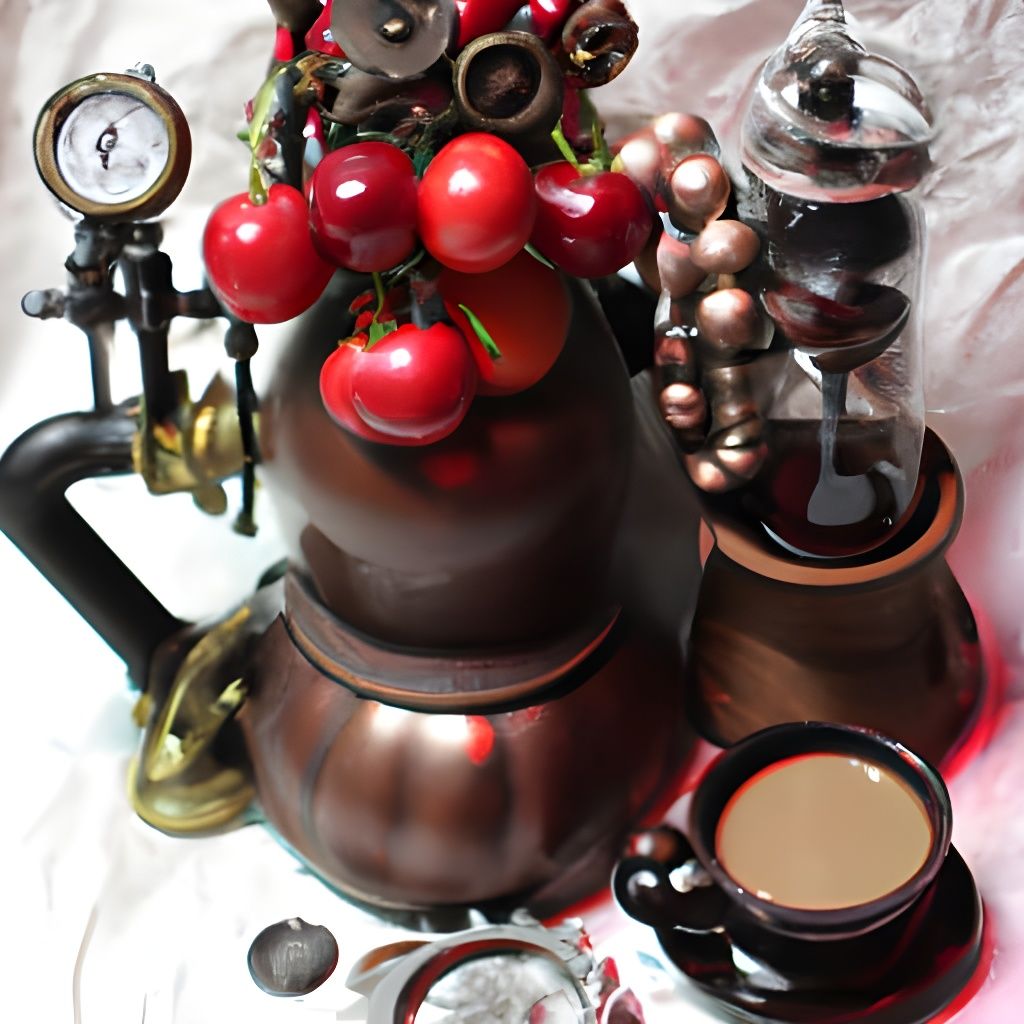 Steampunk Engine Made of Fruit and Coffee