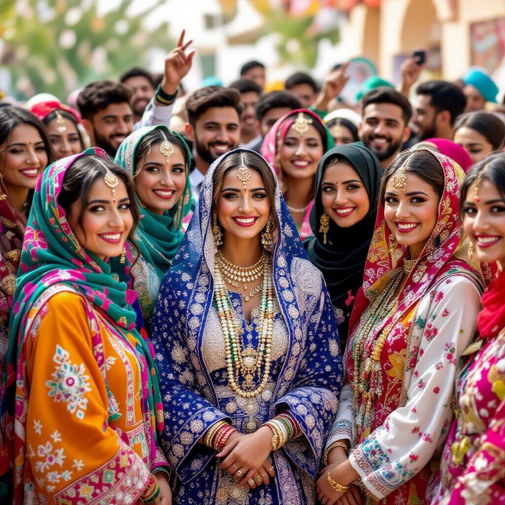 Women in Traditional Dress Celebrate Diversity