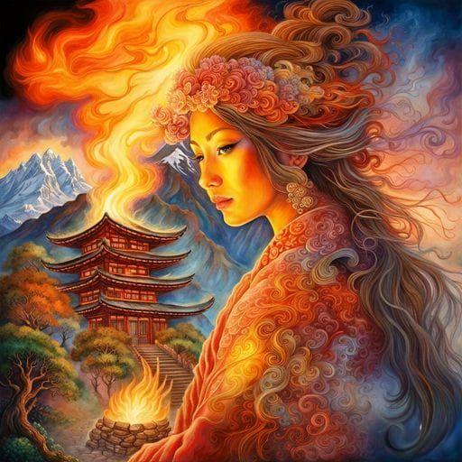 Powerful Fire Mage Conjuring Flames