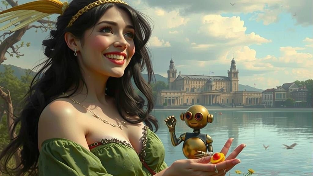 Victorian Fairy and Robot in Cinematic Style