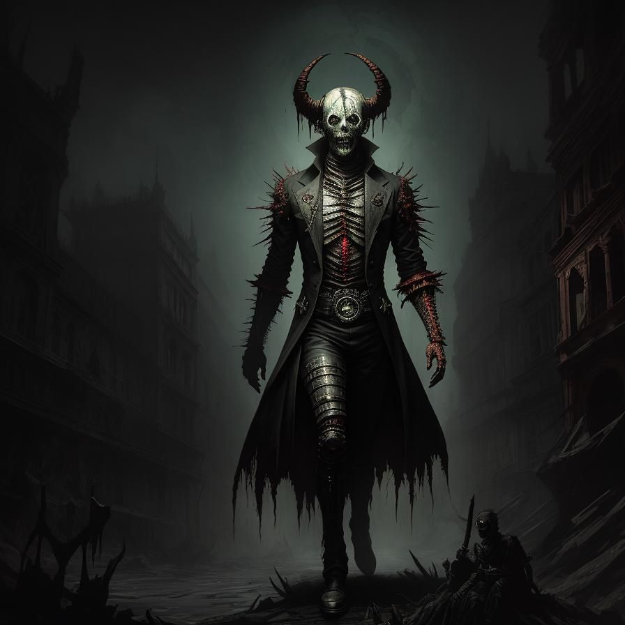 Glitch Demon in Steampunk Goth Horror Style