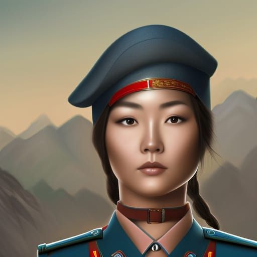 Beautiful North Korean Soldier in Detailed Matte Painting