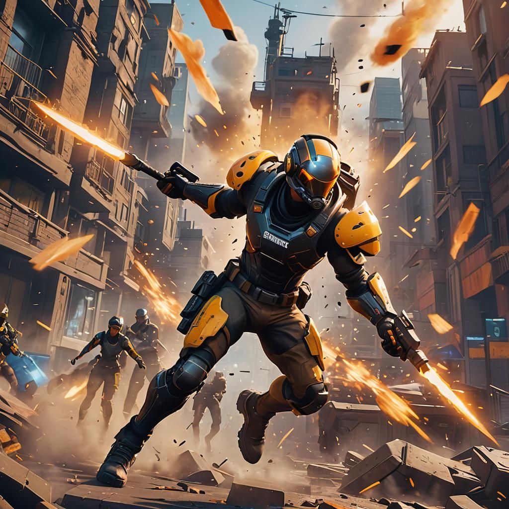 Fortnite Character in Epic Futuristic Battle Scene