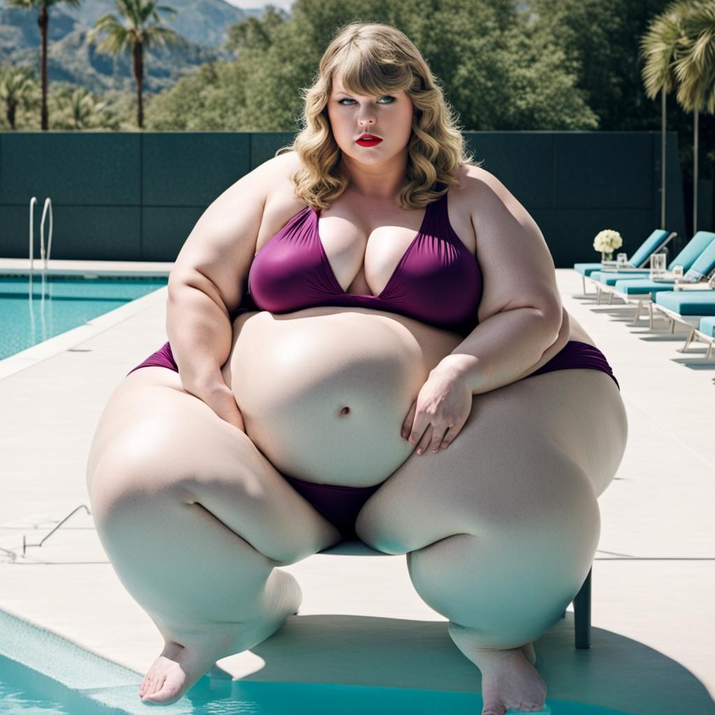 AI Image: Overweight Person by Pool