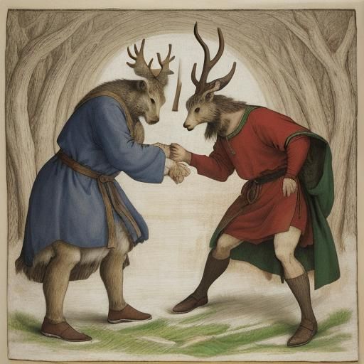 Hedgehog and Rabbit Antler Comparison: Classical Portraiture