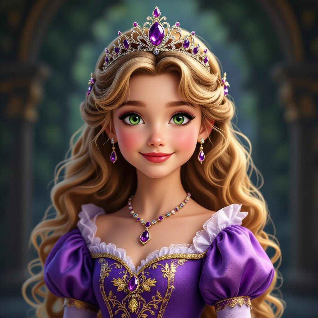 Princess Violette in Purple Gown, Fantasy Art