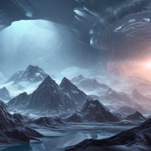 Icy Planet: Frozen Mountains in Digital Painting