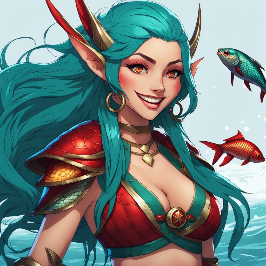 Dnd Sea Elf Teenage Girl with Teal Hair