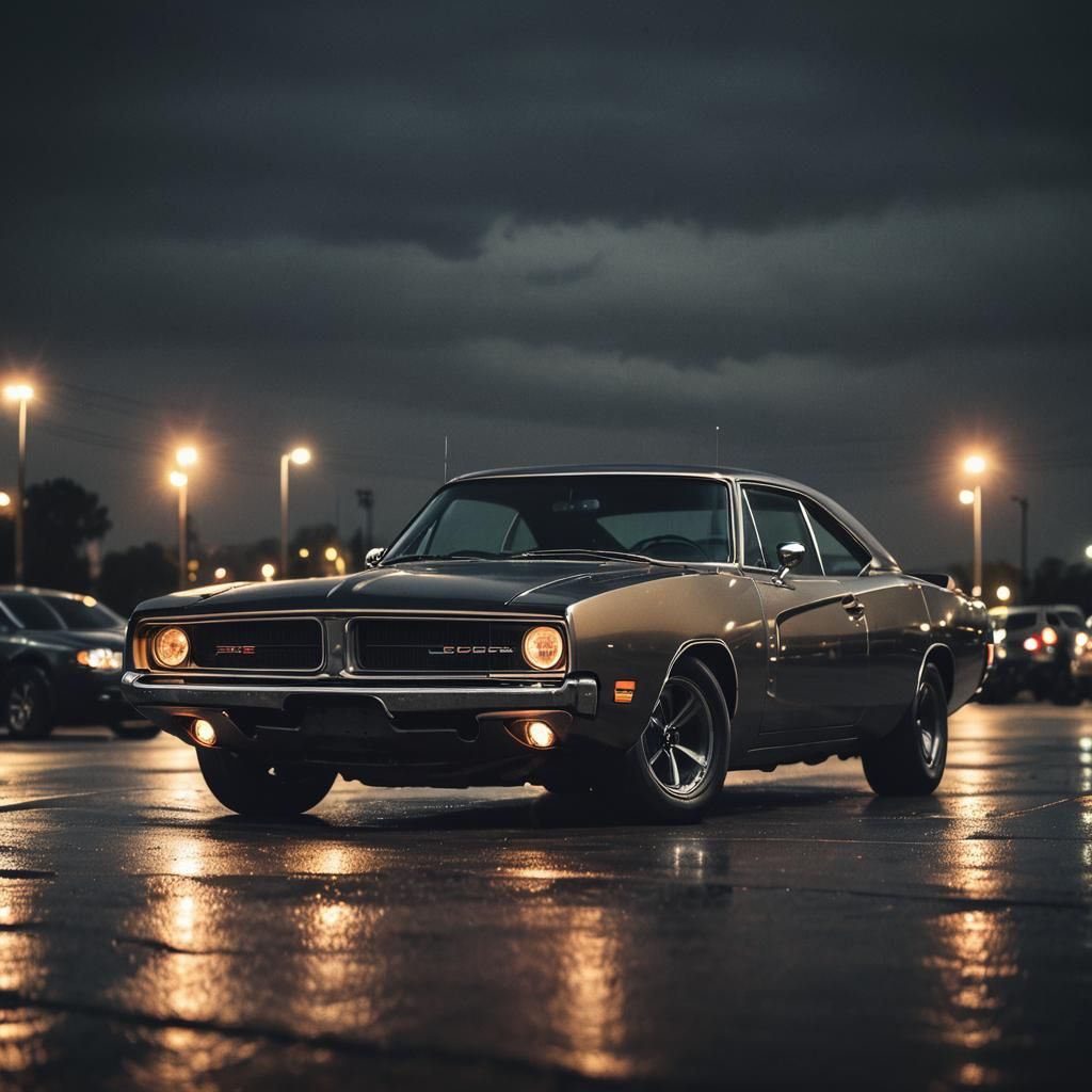 Dodge Charger Portrait in Moody Cinematic Lighting