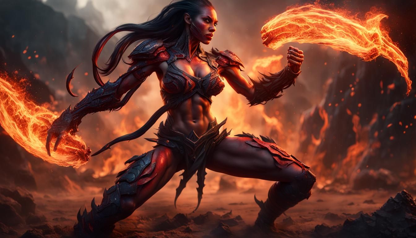 Venom Warrior Battles Asari Princess in Realm of Fire
