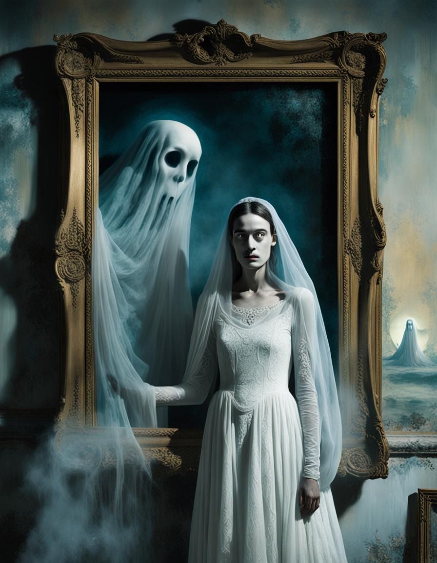 Ethereal Ghost Portrait in Ornate Frame