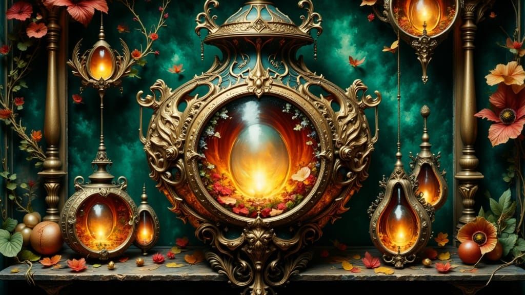 Ornate Lanterns in Mystical Hyperrealism Style