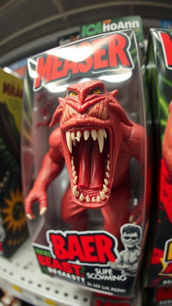Human Figure Screaming in Toy Packaging, Distorted Perspecti...