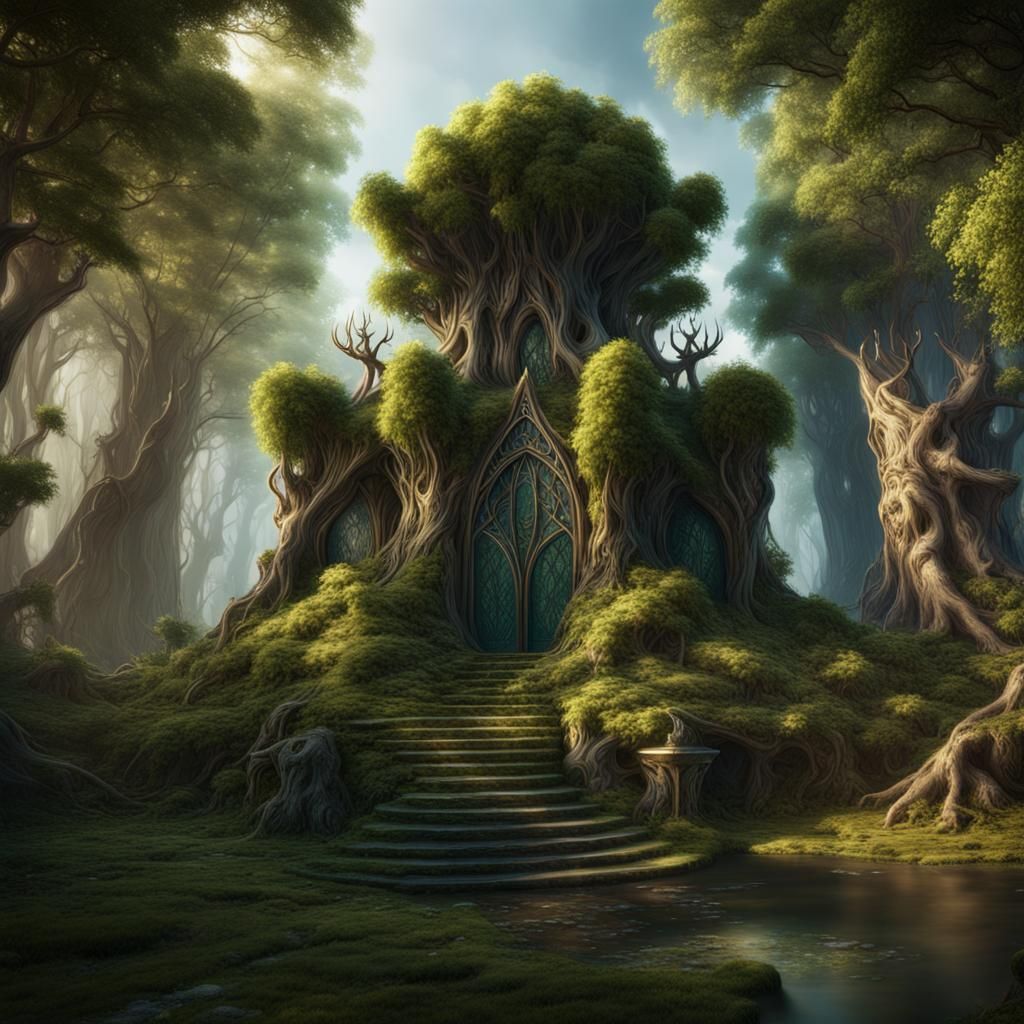 Elven Throne of Trees: Detailed Matte Painting
