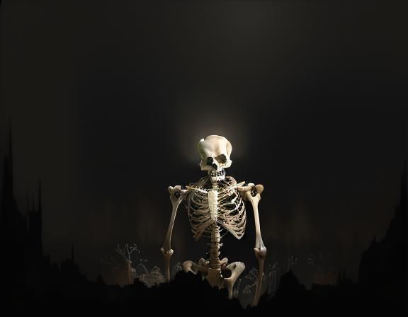 Furry Skeleton Cleans Bones: Dark Fantasy Concept Art