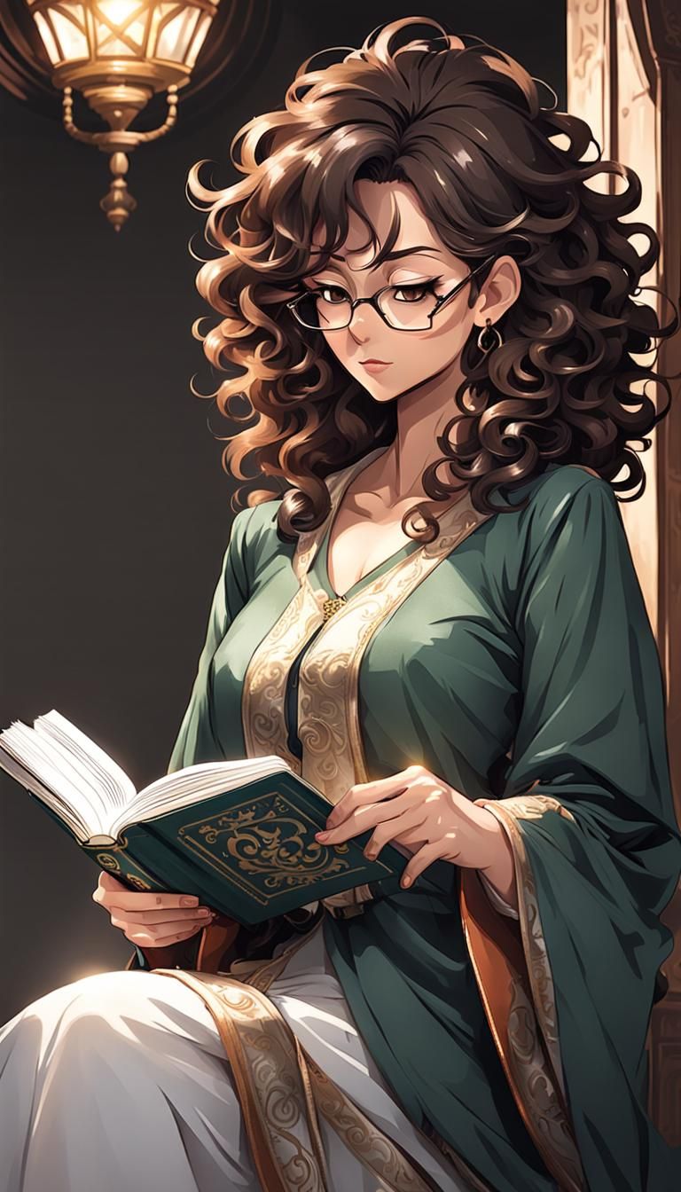 Anime Style Portrait: Pakistani Woman Reading