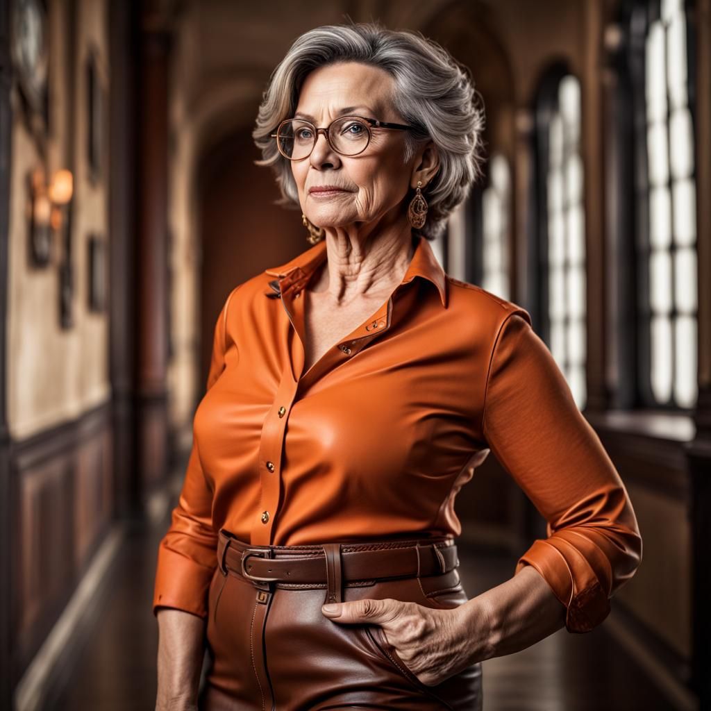 Hyperrealistic Image of Curvy Woman in Leather Pants