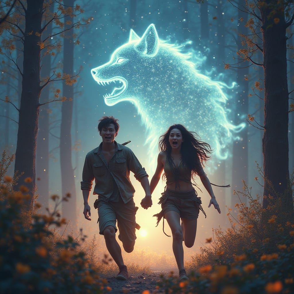 Terrorized Couple Runs from Celestial Wolf