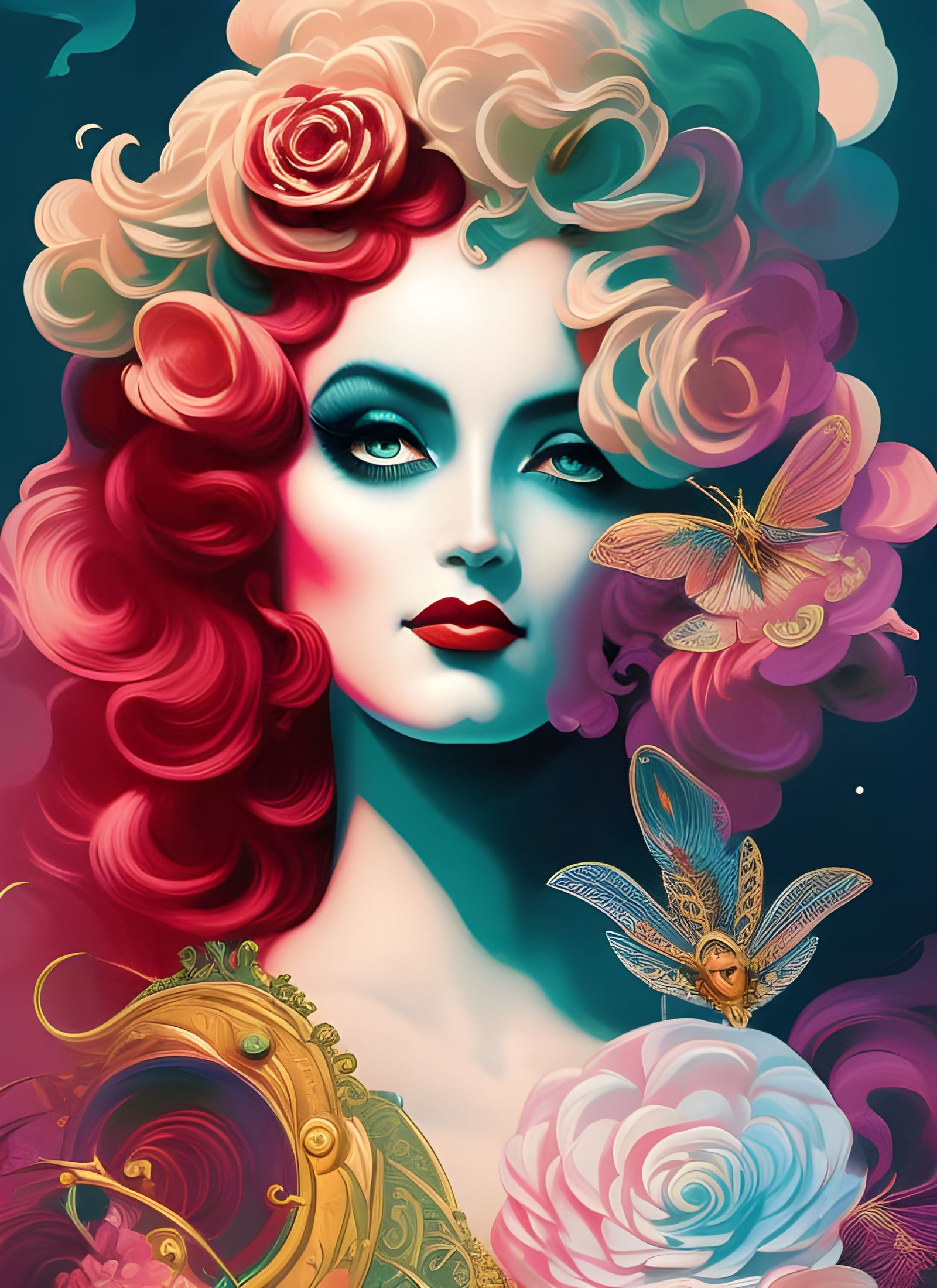 Magician Bunny in Marbled Oil Paint Explosion