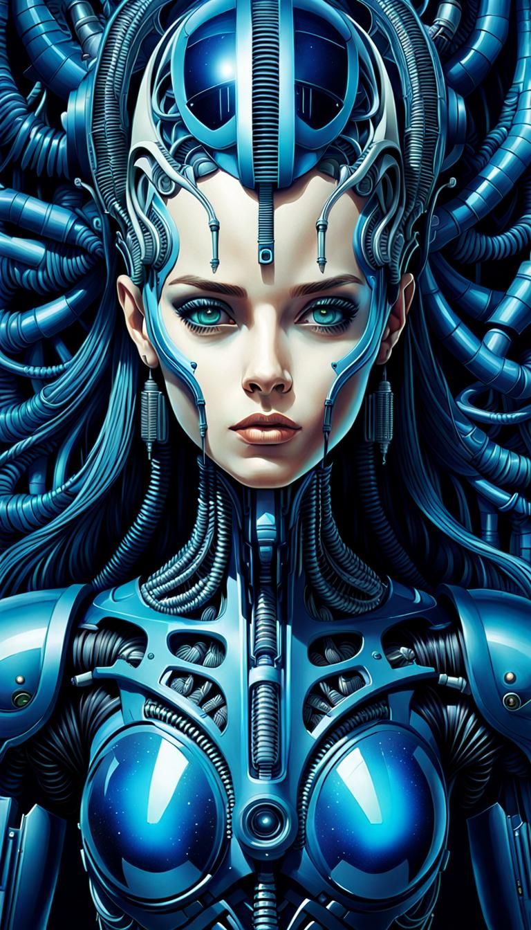 Bionic Face in Sci-Fi Giger Style