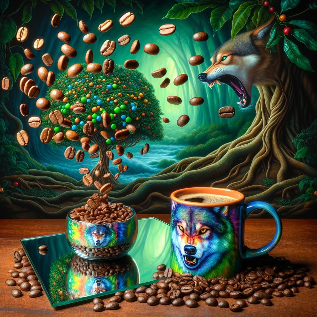 Coffee Beans and Howling Wolf Reflection