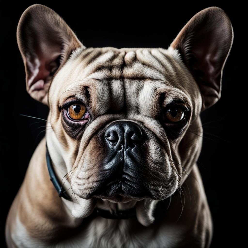 English Bulldog Portrait with Bright Eye, Close-up