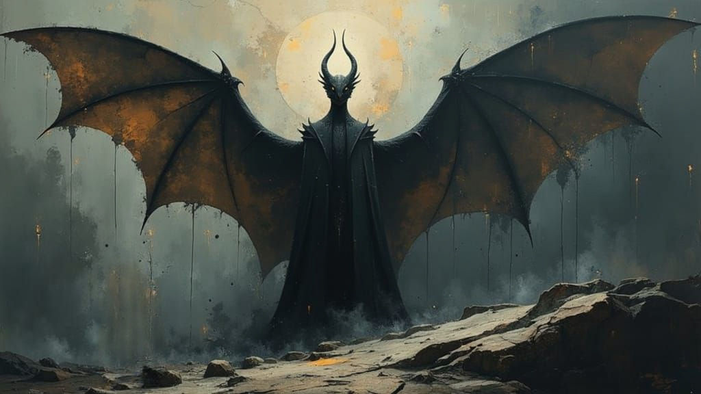 Dragon Facing Viewer in Dreamlike, Semi-Abstract Painting