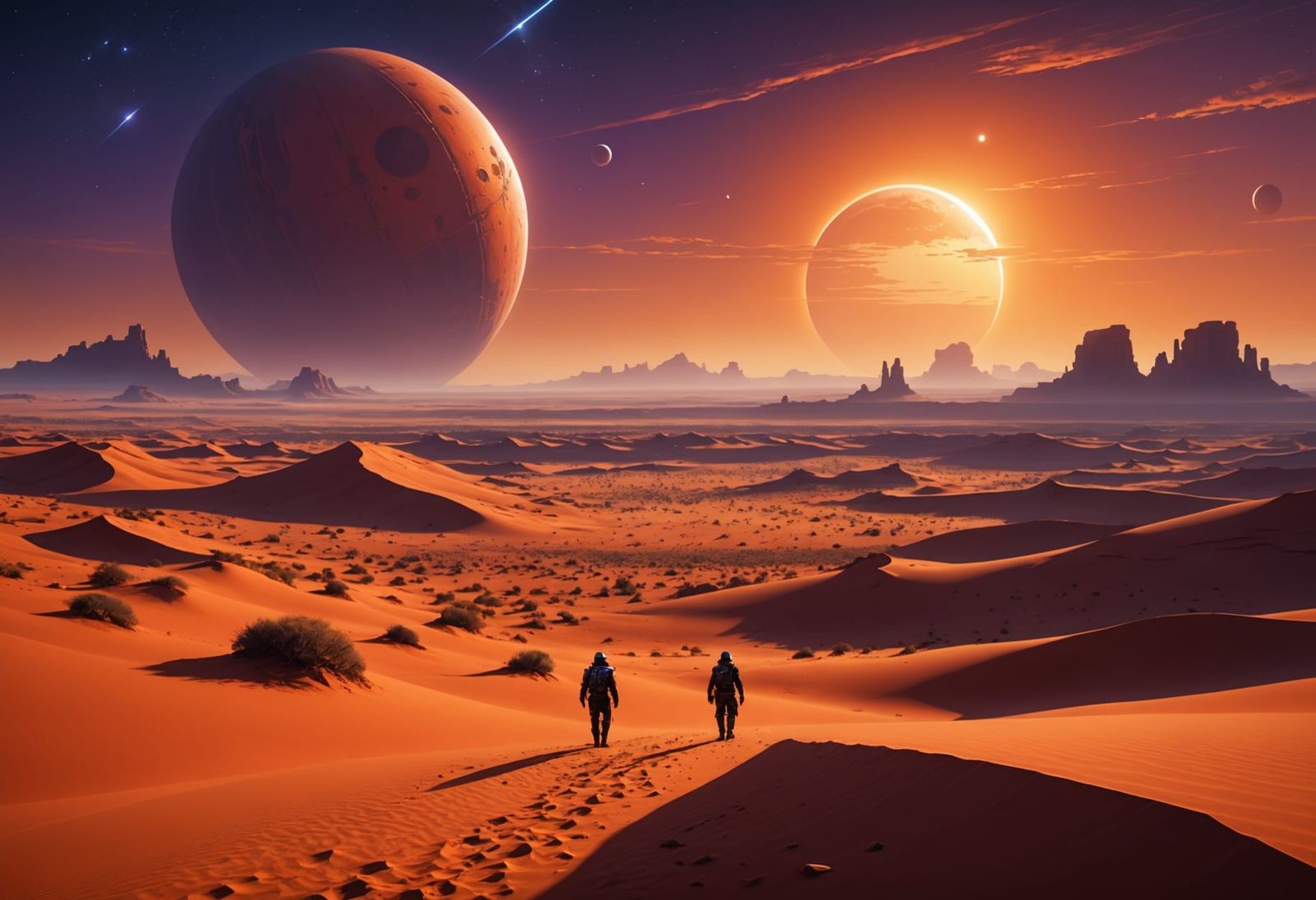 Aldhani Desert Planet Concept Art with Twin Suns