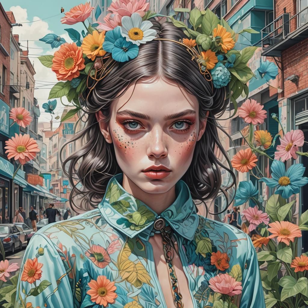 Surreal Summer Fashion on Supermodel in Street Art Style